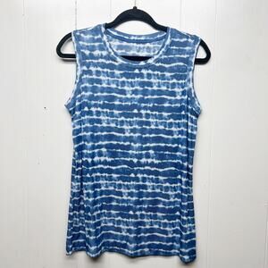 Belle Tie Dye Blue & White Sleeveless Top Women's Size Medium Soft Stretchy